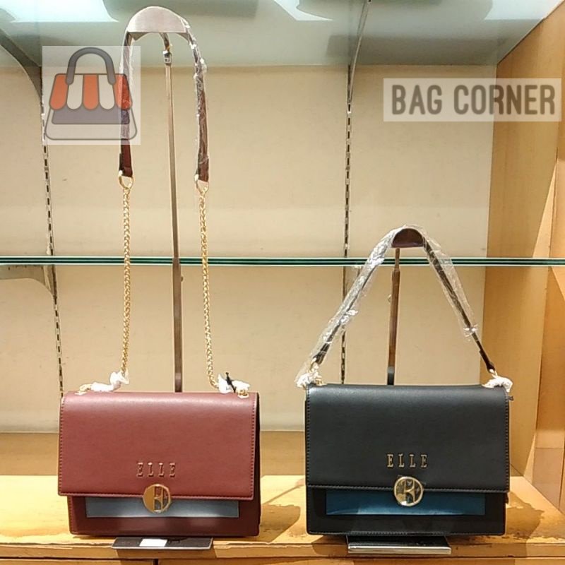 BagCorner - Tas Wanita Rantai Shoulder Bag , ELLE 41143 Produk Original  Counter , Fashion Branded