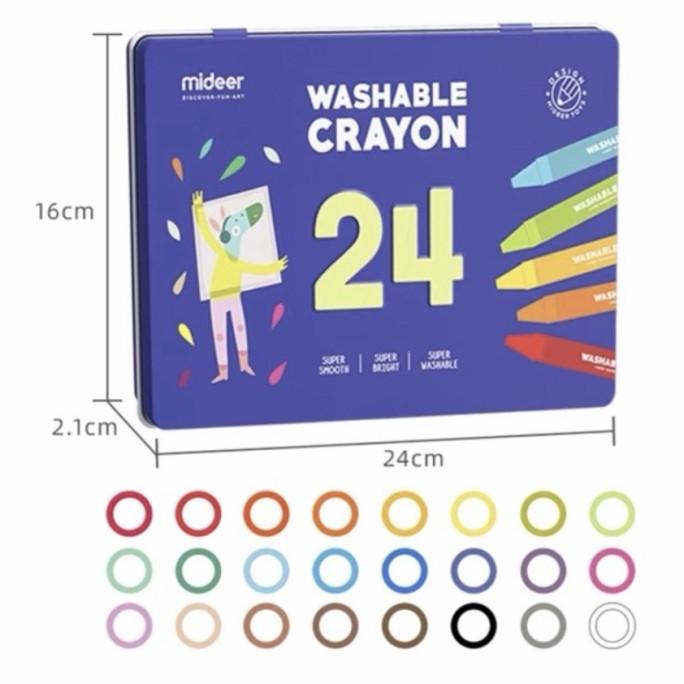 

(COD) mideer washable crayon 24 pc