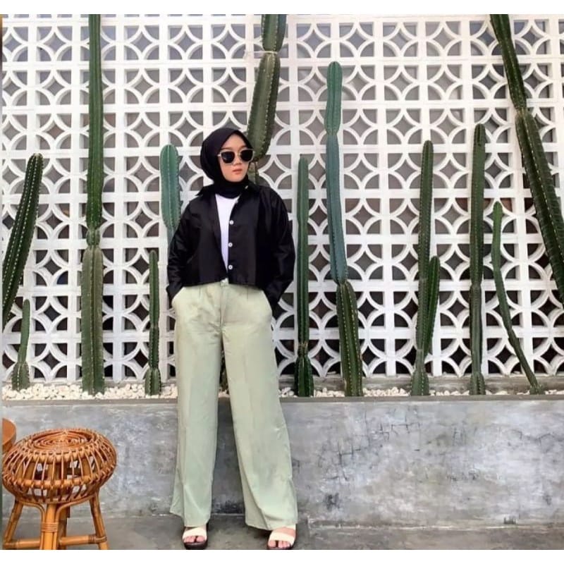 KEMEJA CROP LENGAN PANJANG / HANIN CROP OUTER / KEMEJA OVERSIZE CROP