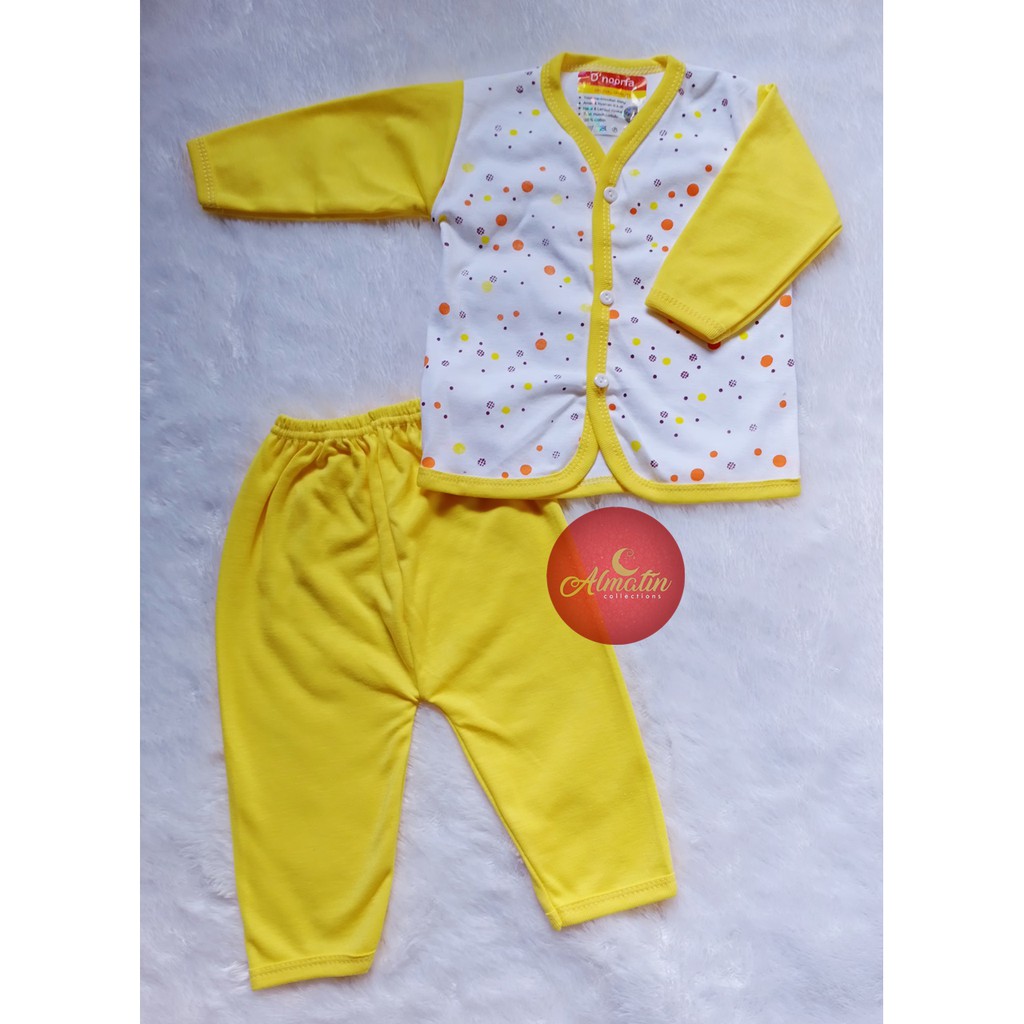 Baju Bayi Lengan Panjang Polkadot-Baju Bayi Almatin Merek D'noorfa 3Stel / Piyama Bayi Dapat 3 STEL