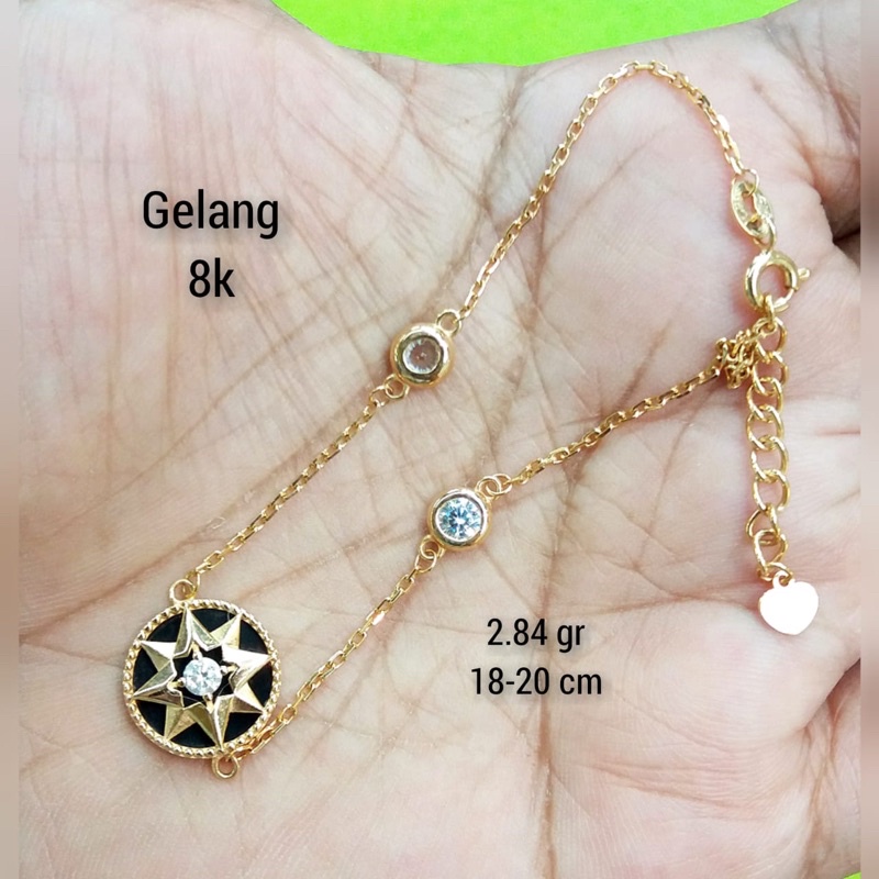 Gelang rantai kadar 375 8karat fashion panjang 18-20cm