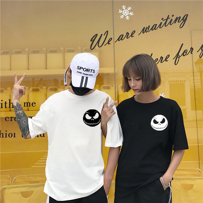 MYSTIQUE.ID-BAJU KAOS COUPLE HALLOWEN GHOST T-SHIRT LUCU DAN AESTHETIC