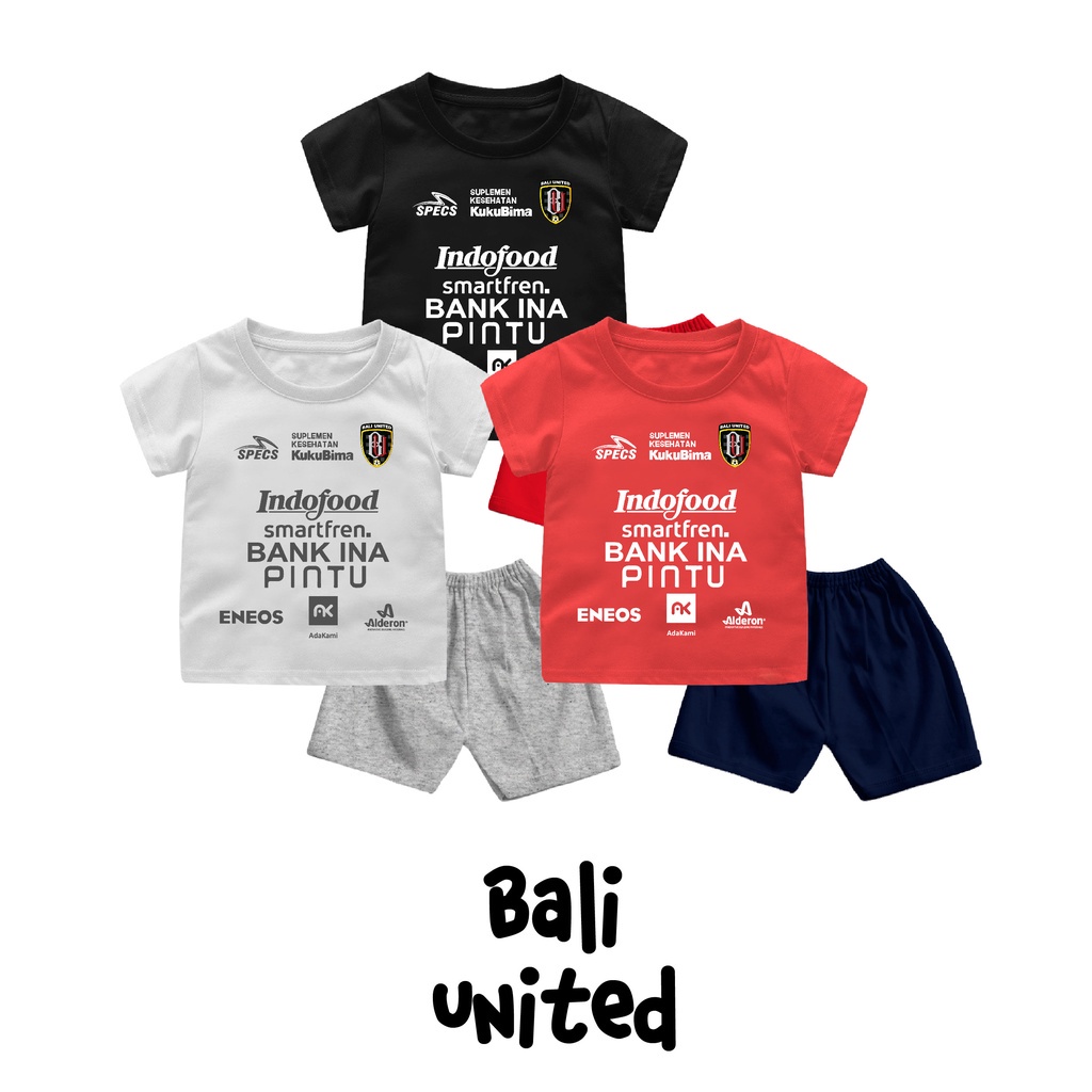 Setelan Bola Bayi dan Anak Liga Indonesia BALI MADURA BORNEO Untuk Usia 6 Bulan-8 Tahun Bahan Cotton Combed 30s