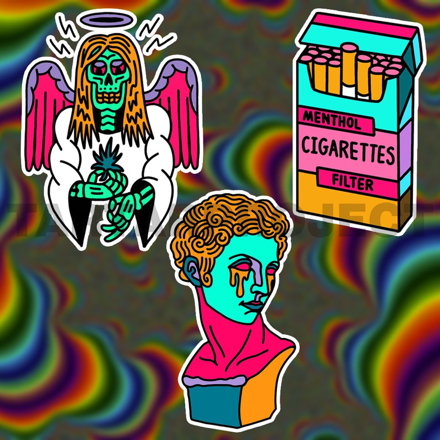 

Sticker Stiker Vinyl/Handphone/Motor/Mobil/Aesthetic - Trippy Tattoo