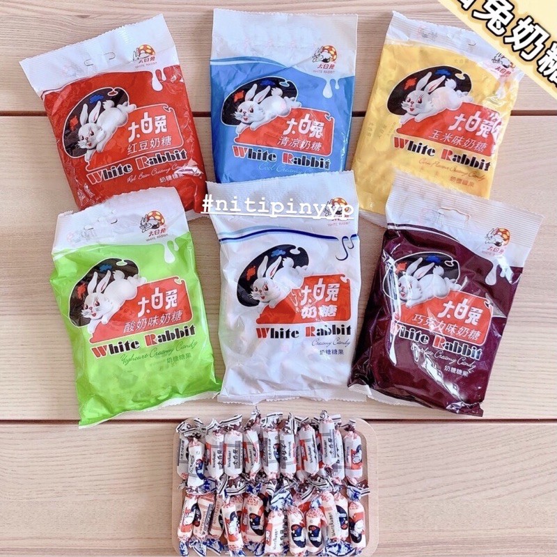 [6 VARIAN] WHITE RABBIT CANDY CREAMY MILK — Permen Susu White Rabbit 大白兔奶糖 (114gr)