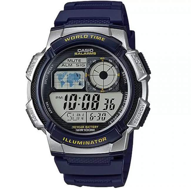 Casio AE-1000W-2AVDF Blue WR 100 Box-Garansi - Jam Tangan Original