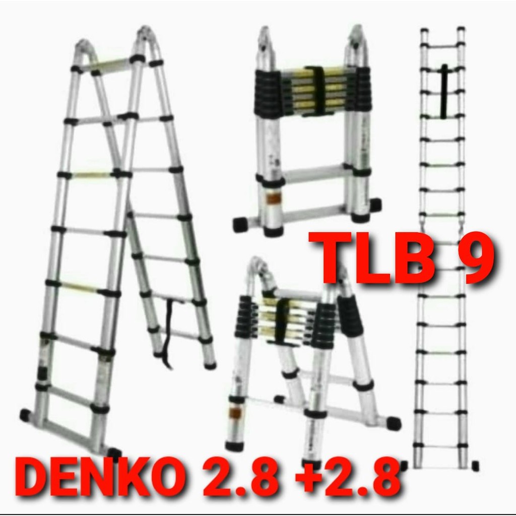 Tangga Denko Double Telescopic 2,8+2,8= 5.6 M TLB 9