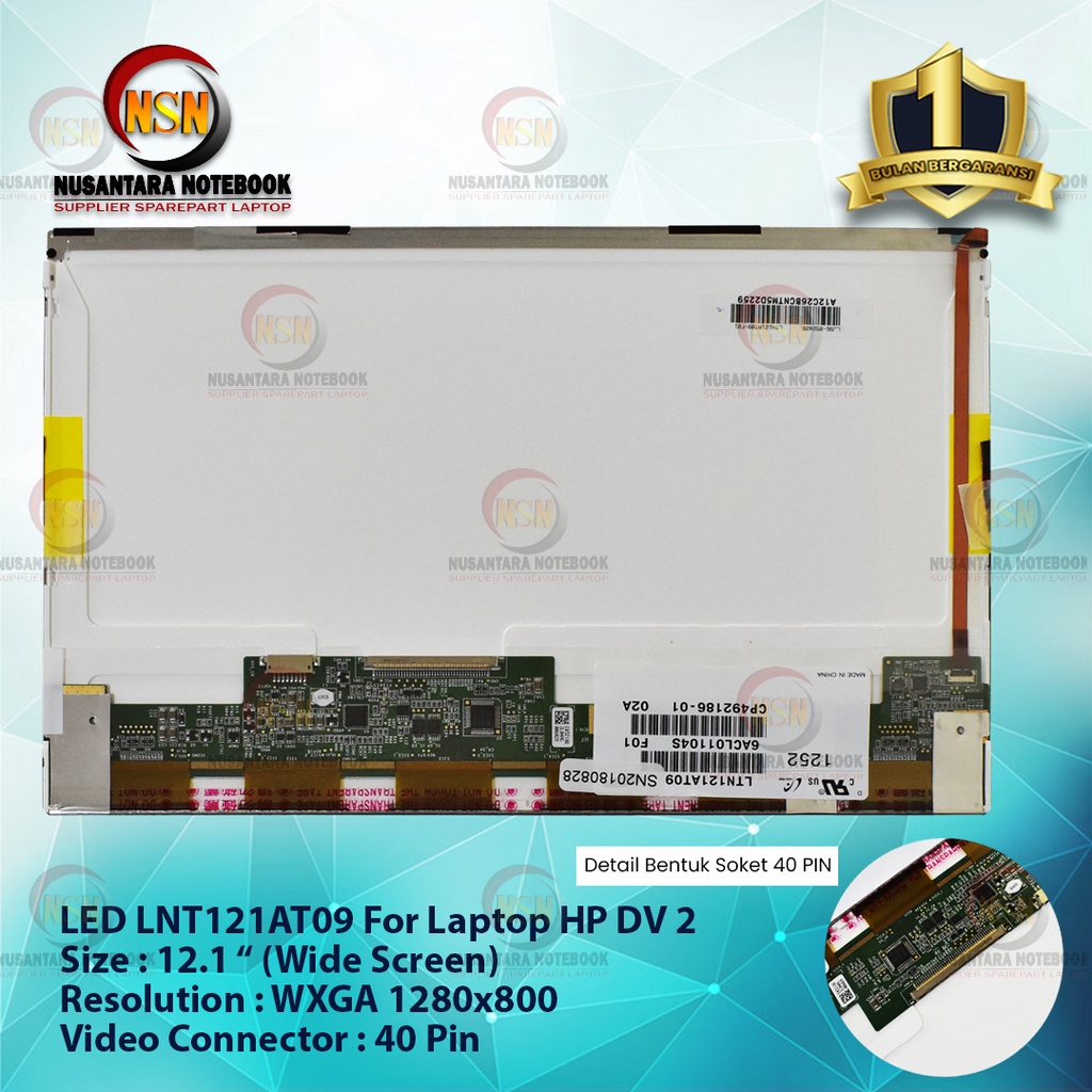 LCD LED 12.1Inch LNT121AT09 40Pin For Laptop HP DV 2