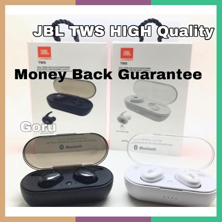 Earphone Headphone Jbl Bluetooth Tws Wireless Headset Android Iphone Putih