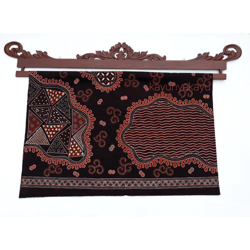 Jual Gawangan Kain Batik Sampiran Tenun Ukir Besar 120 Cm Kayu Mahoni