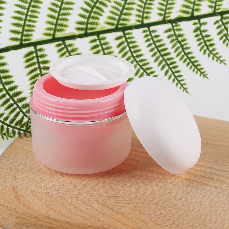 Face Cream Pot Jar Plastik Frosted Pink Wadah Kemasan Krim Kosmetik 30 gr