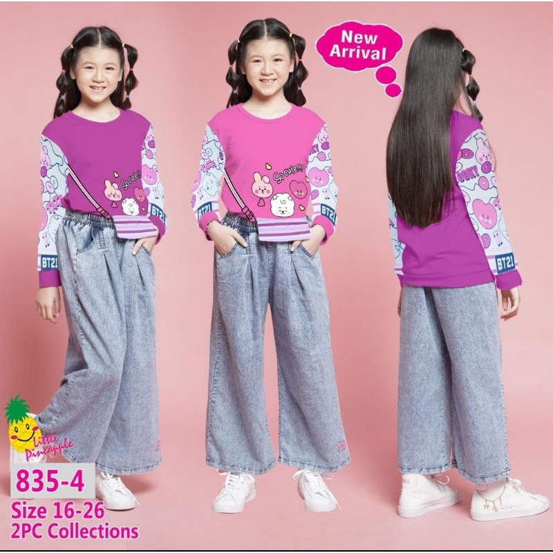 ( LP. 835-4 ) LITTLE PINEAPPLE Setelan Celana Jeans Size : 8-14th