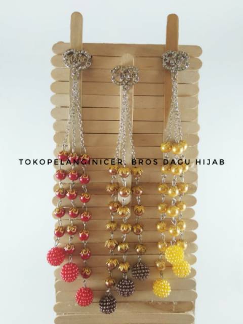 Bros Dagu Hijab Juntai Berry Susun Kekinian/Jurai Aksesoris Jilbab Handmade by Tokopelanginicer