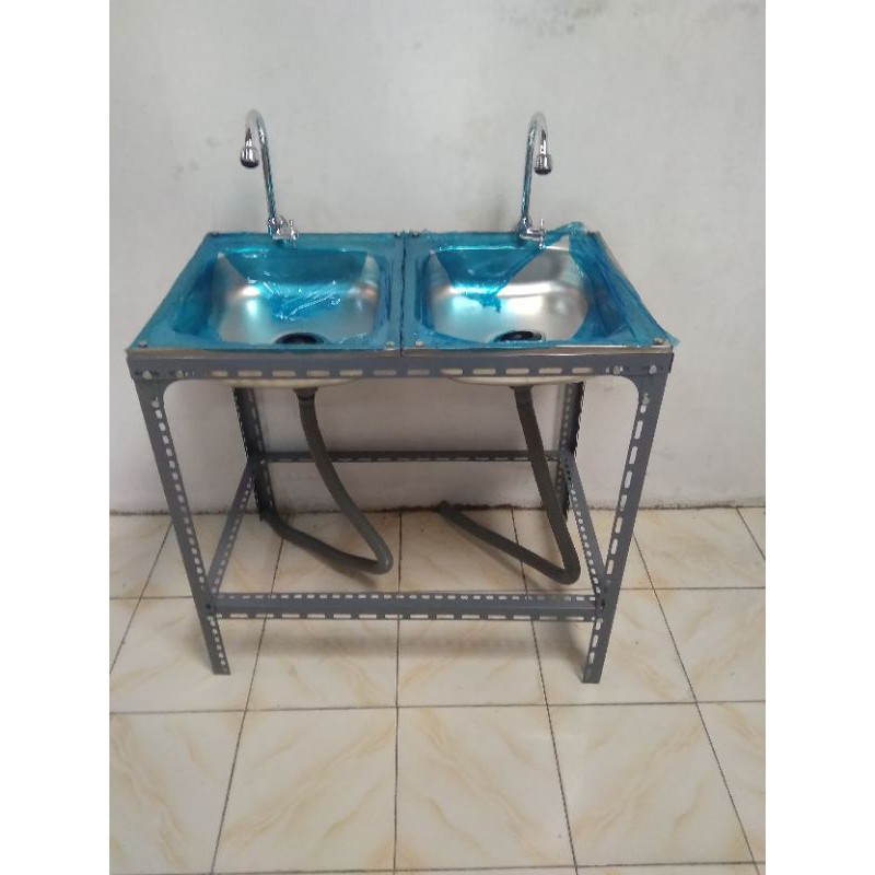 wastafel portable 2 bak cuci piring 80x50tanpa sayap