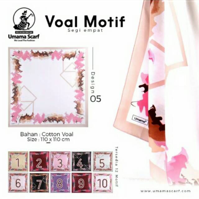 Jilbab segi empat motif bunga