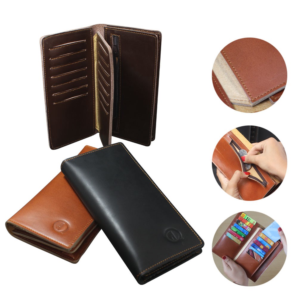 dompet panjang unisex 21 card slot bahan 100% kulit sapi kualitas ekspor Qi Leather Original F012Q