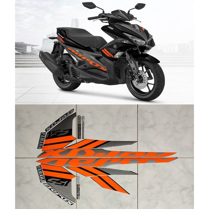 STRIPING STIKER STICKER LIS BODY MOTOR YAMAHA AEROX 155 2018 FULL HITAM
