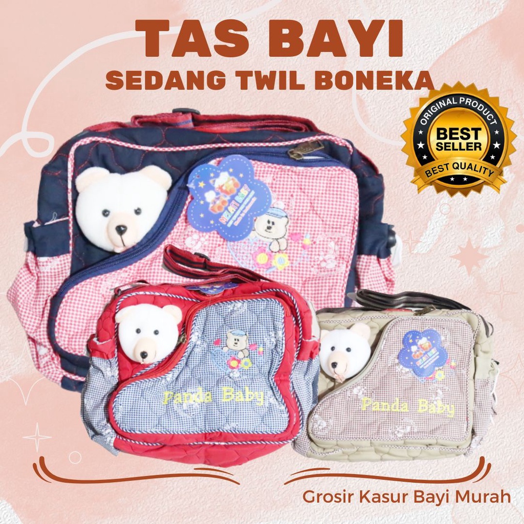 Tas Perlengkapan Bayi Ukuran Sedang Twill Boneka Karakter Lucu Model Terbaru Selempang Murah COD