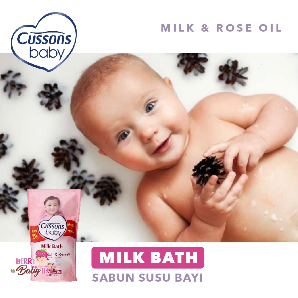 Cussons Baby Milk Bath Soft &amp; Smooth Sabun Bayi 750 Ml Refill Pack Berry Mart