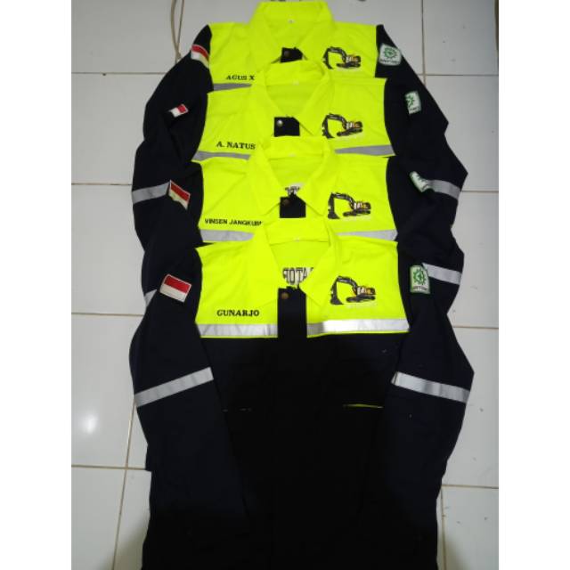 Kemeja pria lengan panjang/seragam kerja proyek pria operator alat berat/baju pria kemeja panjang