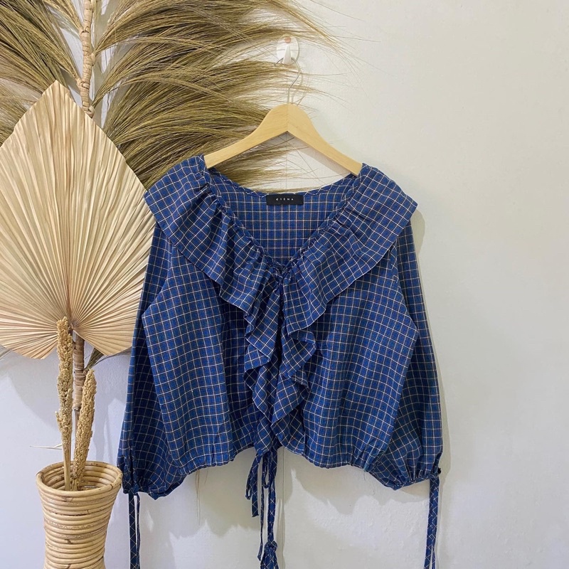 Thrift Kemeja Blouse Atasan Wanita Motif Polos Vintage - Batch 37 (B2-153 s/d B2-192)-B2-186