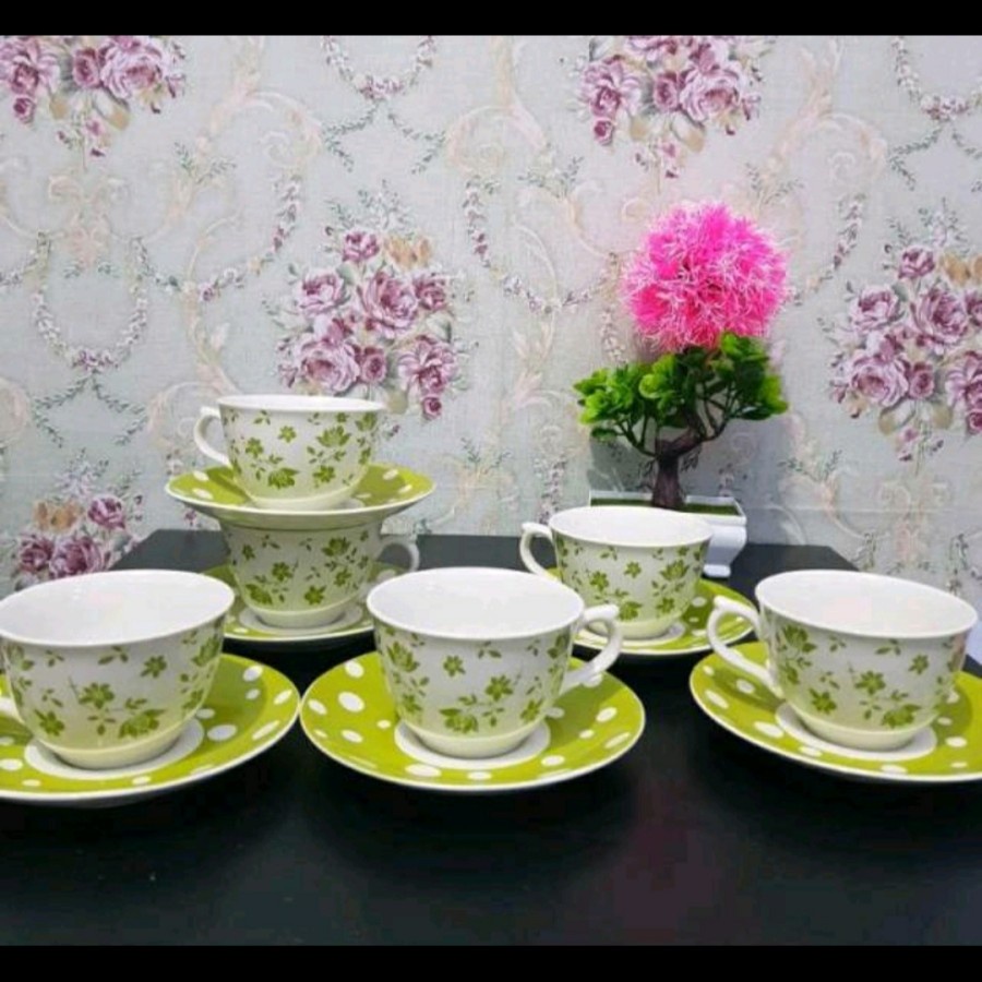 Cangkir Set / Cangkir + Saucer Kopin Motif 6Pcs