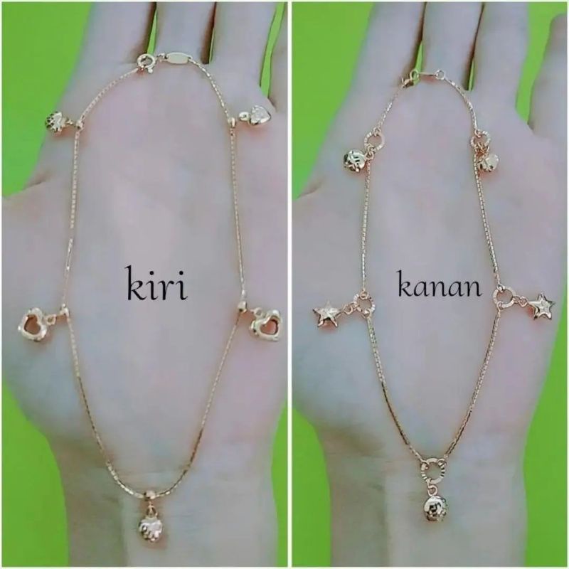 Gelang kaki rantai italy variasi bintang dan love UBS kadar 9K 420