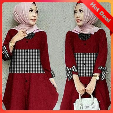 TUNIK FASHION ATASAN MUSLIM KATUN RAYON IMPORT MAROON