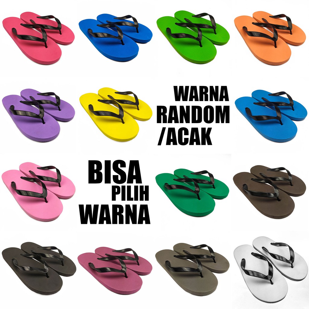 Factory Outlet |  Sandal Jepit Polos Sendal Spon Pria Casual Warna Random Wudhu Wudu Masjid Mesjid-Random / Acak