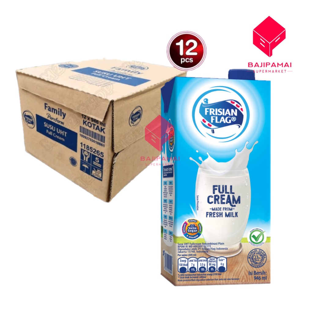 

Susu Bendera | Frisian Flag UHT Full Cream - 946 ml (1 Karton isi 12)