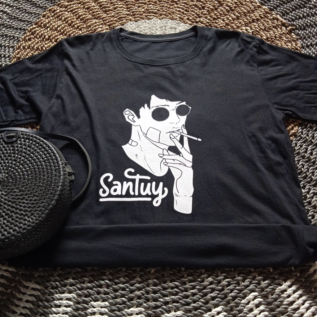 BAJU ATASAN KAOS PRIA DISTRO JF SANTUY ROKOK COTTON COMBAT 30S
