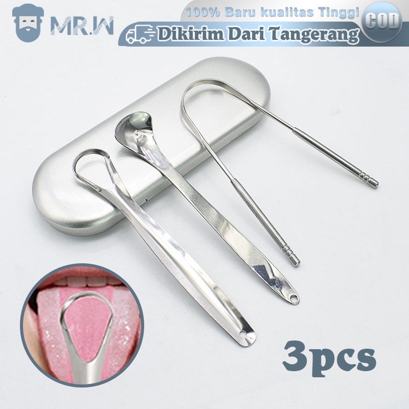 Stainless Pembersih Lidah 3pcs Scraper Pembersih Lidah Pengikis/Sikat Pembersih Lidah/Alat Pembersih