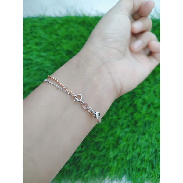 GELANG RANTAI JEDAR KOMBI NORI VENSY + 1 BEL / GELANG PERAK ASLI SILVER 925 LAPIS EMAS/ GELANG FASHION WANITA TERBARU