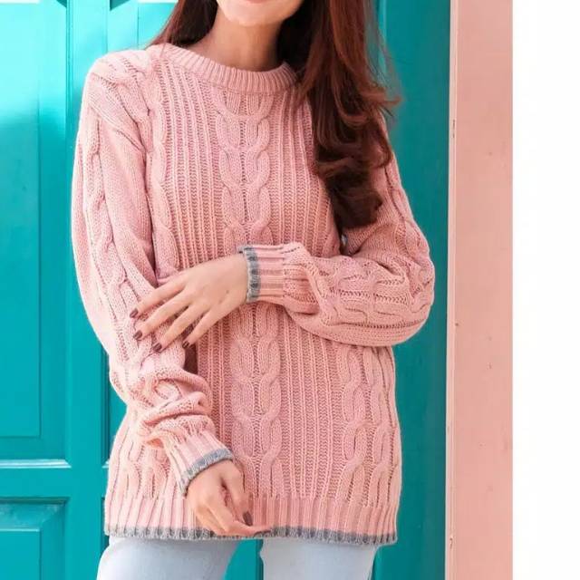 Sweater CABLE STRIP Pakaian Rajut Atasan Wanitac | Cardigan Rajut Tebal | Pakaian Wanita | Outerwear Wanita