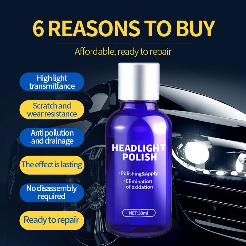 Headlight Polish Restorer Cairan Pembersih Kaca Mika Lampu Mobil Motor yang Buram Kuning Kusam Pengkilap Headlamp Restore Repair Agent