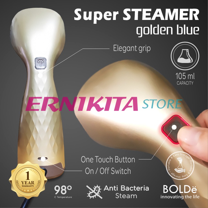 BOLDe SUPER STEAMER GOLDEN BLUE - Setrika Uap Listrik Gosokan Baju