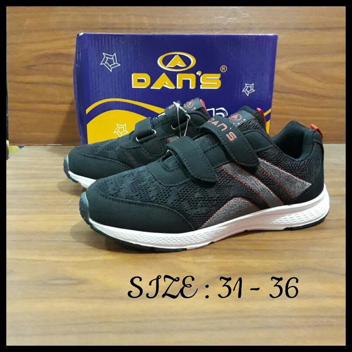 NEW Sepatu sekolah anak laki laki/sepatu running anak anak Merk Dans - 31, Hitam