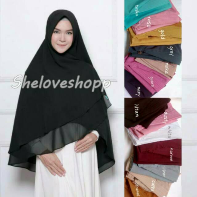 KHIMAR CERUTI  2  LAYER  PET ANTEM SYARI JUMBO JILBAB  SIMPEL 