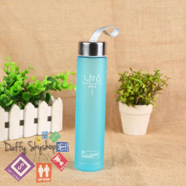 Botol Minum Plastik Tabung Transparan Frosted 280 ml