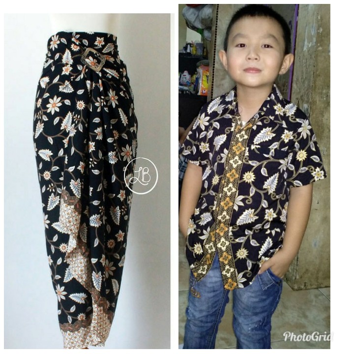 SB Collection Couple Rok Maxi Dea Lilit Panjang Dan Kemeja Batik Anak