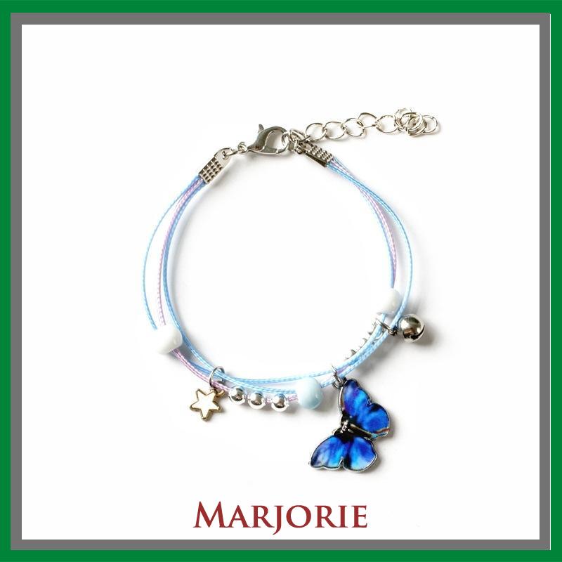 Lucu Fashion Pacar Gelang Biru Kupu-kupu Liontin Tali Tangan Persahabatan Komitmen Mahasiswa Ornamen-MJD