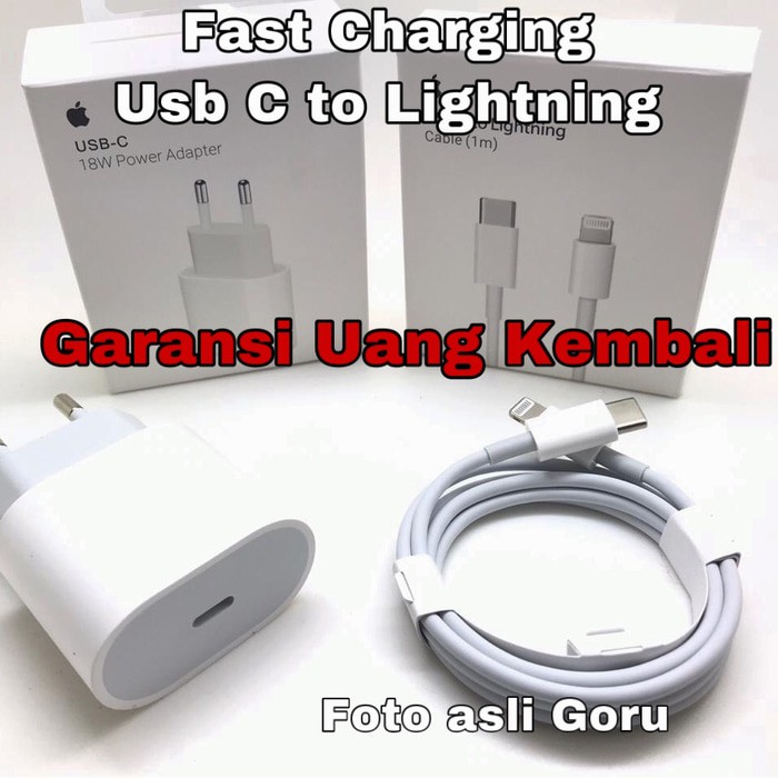 Adaptor 18w + USB C lightning Fast Charging Iphone 7 8 X Xr Xs 11 11