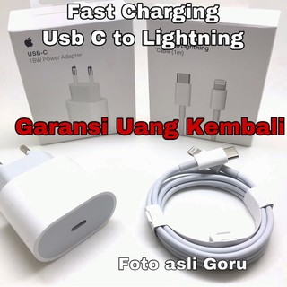 Adaptor 18w + USB C lightning Fast Charging Iphone 7 8 X