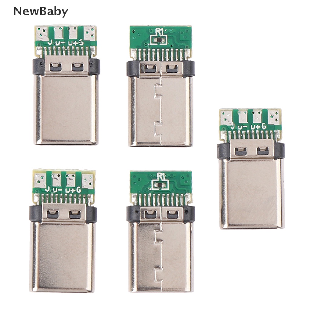 Newbaby 5Pcs Soket Konektor Plug Solder USB 3.1 Tipe C Male DIY Untuk PC Board