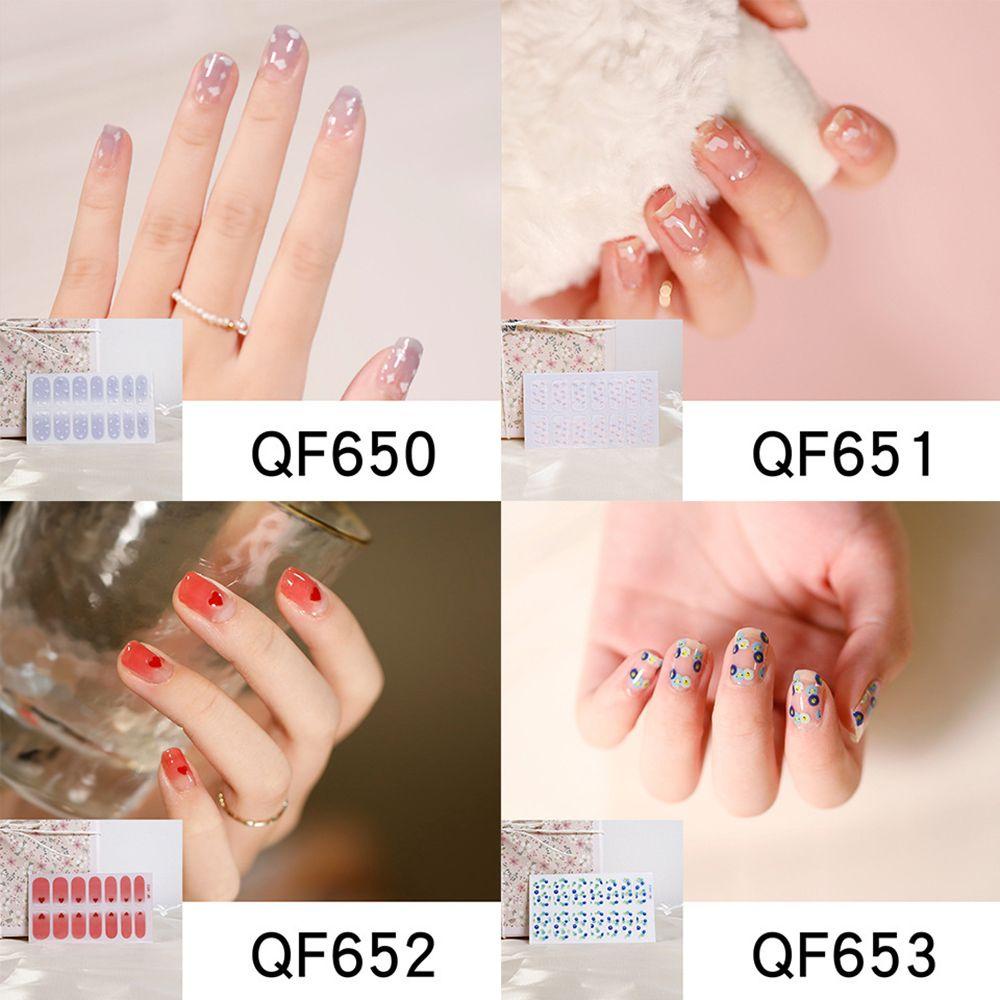 14 Stiker Strip Cat Kuku 11 Warna Dengan Perekat Untuk Dekorasi Manicure Nail Art Wanita