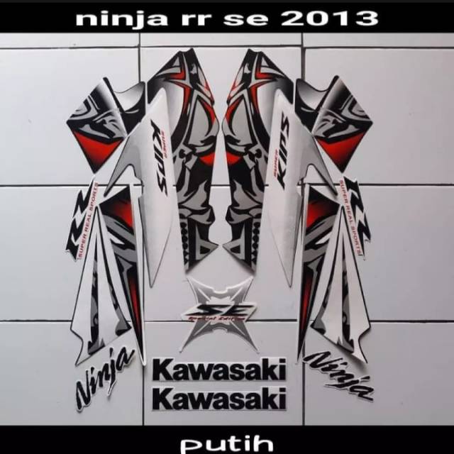 Stiker striping lis body ninja rr se hitam putih 2013 2014