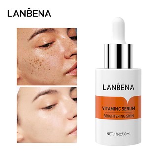 LANBENA Vitamin C Serum Essence 30mL - Whitening Mencerahkan Wajah Lighten Spots Fade Dark Spots Anti Aging Perawatan kulit (30ml)