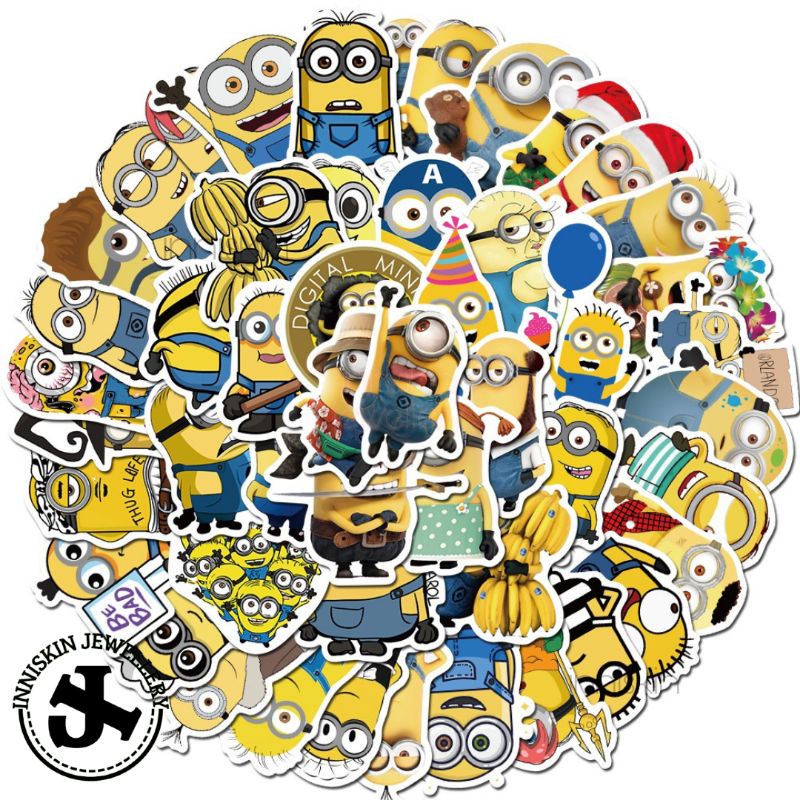 (5 Pcs) Stiker Minion / Stiker Kartun Minion / Stiker Tempel Dinding minion / Stiker / Stiker kartun