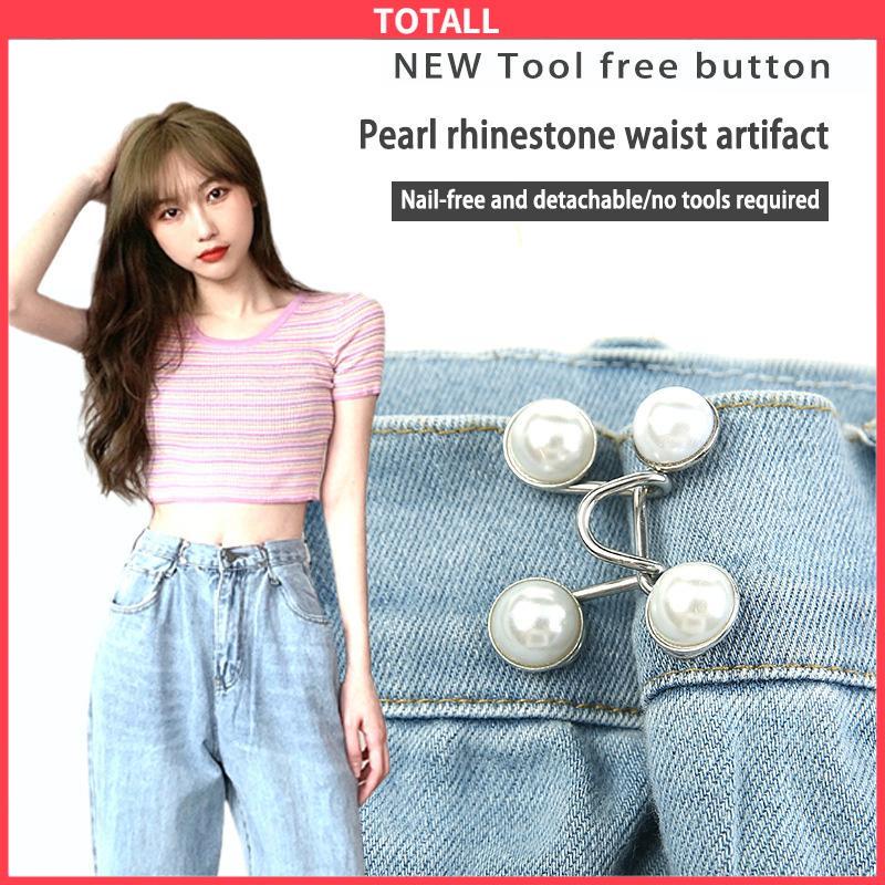 COD Kancing Jeans Pinggang Retractor Jeans Dilepas Lingkar Pinggang Penyesuaian Tetap Besar Ke Kecil Logam Kuku Tombol Gratis Tombol-Totall