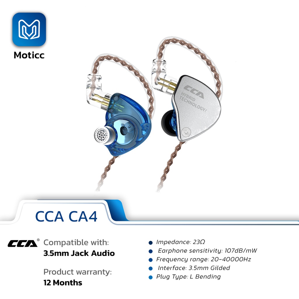 [GARANSI 1 TAHUN 🇲🇨] CCA CA4 With Mic 1DD+1BA In Ear Monitor Headphone IEM Earphone